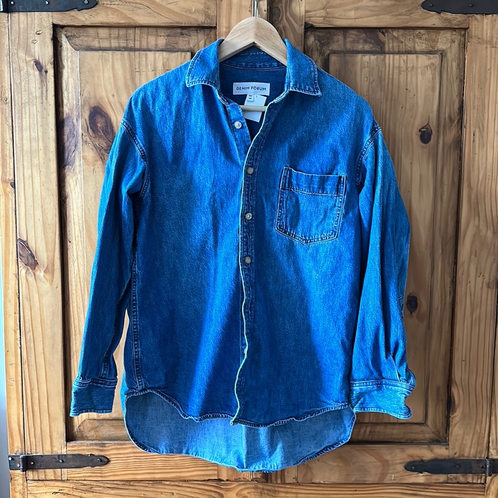 Denim Forum The 80's Comfy Denim Shirt Button Down Collar Shirt - Extra Small - Picture 7 of 16